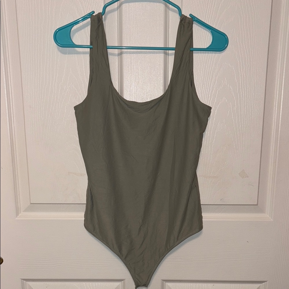 Abercrombie Sage Green Bodysuit with Square Neckline